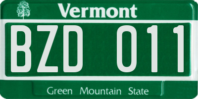 VT license plate BZD011