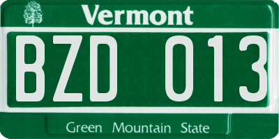VT license plate BZD013