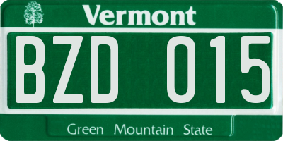 VT license plate BZD015