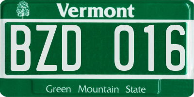 VT license plate BZD016