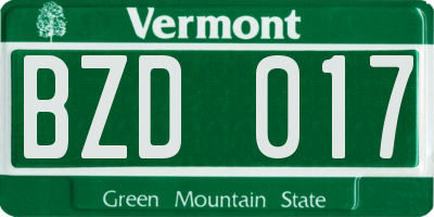 VT license plate BZD017
