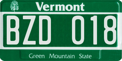 VT license plate BZD018