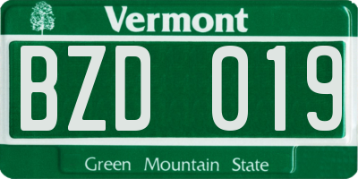 VT license plate BZD019