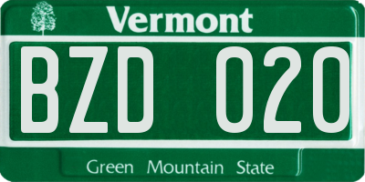 VT license plate BZD020