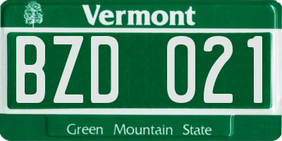 VT license plate BZD021