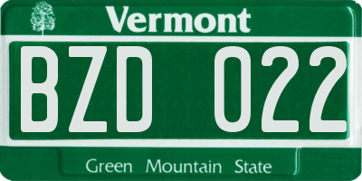 VT license plate BZD022