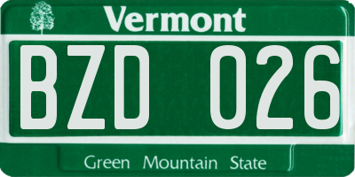 VT license plate BZD026