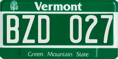 VT license plate BZD027