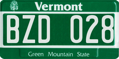 VT license plate BZD028