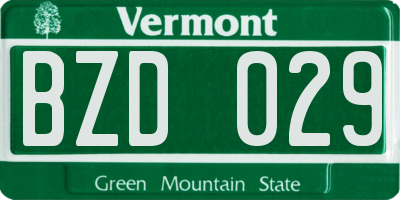 VT license plate BZD029
