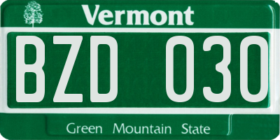 VT license plate BZD030