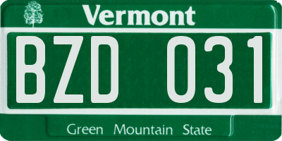 VT license plate BZD031