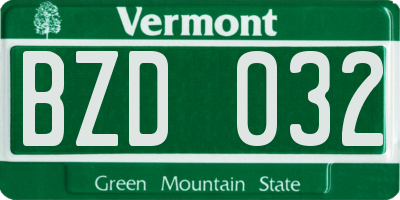 VT license plate BZD032