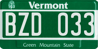 VT license plate BZD033
