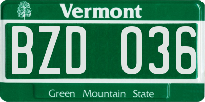 VT license plate BZD036