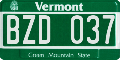 VT license plate BZD037