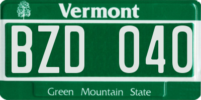 VT license plate BZD040
