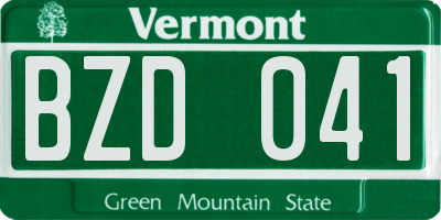 VT license plate BZD041