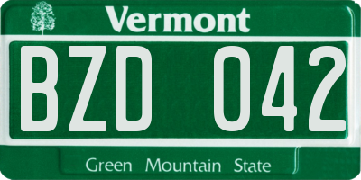 VT license plate BZD042