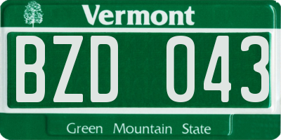 VT license plate BZD043