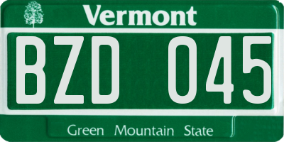 VT license plate BZD045