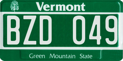 VT license plate BZD049