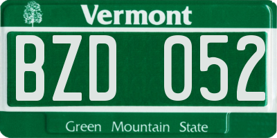 VT license plate BZD052