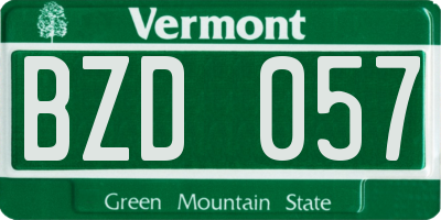 VT license plate BZD057
