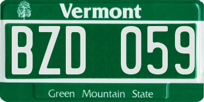 VT license plate BZD059