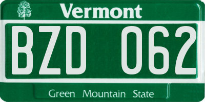 VT license plate BZD062