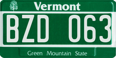VT license plate BZD063