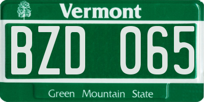 VT license plate BZD065
