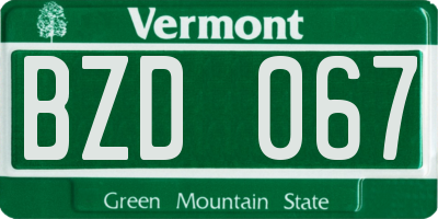 VT license plate BZD067