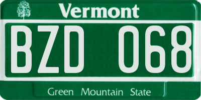 VT license plate BZD068