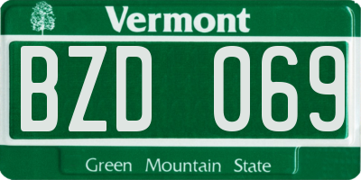 VT license plate BZD069