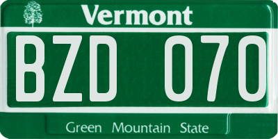 VT license plate BZD070