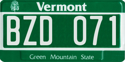 VT license plate BZD071
