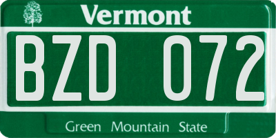 VT license plate BZD072