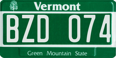 VT license plate BZD074