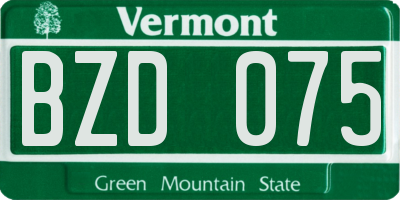 VT license plate BZD075