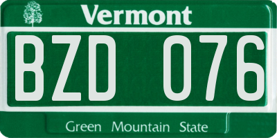 VT license plate BZD076