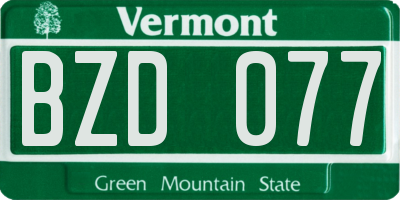 VT license plate BZD077