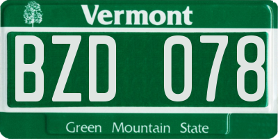 VT license plate BZD078