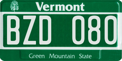 VT license plate BZD080