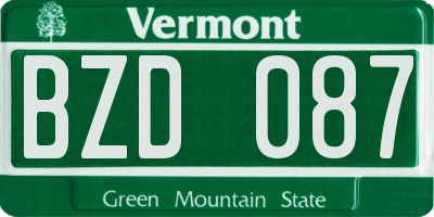 VT license plate BZD087