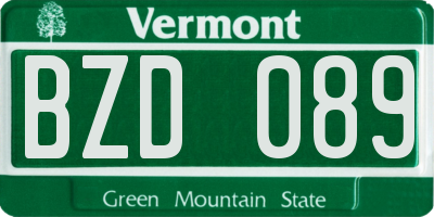 VT license plate BZD089