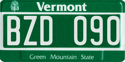 VT license plate BZD090