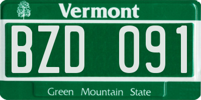 VT license plate BZD091