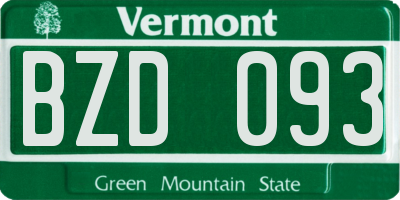 VT license plate BZD093