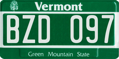 VT license plate BZD097